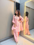 Anaita Peach Crape Readymade Kurti Set with Beads Sequence Work - Distacart