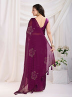 Purple Rangoli Silk Diamond Work Ready To Wear Saree - Tamana