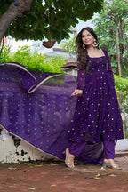 Lehenga Mart Designer Anarkali Suit With Kurta, Pant, Dupatta For Women-Violet - Distacart