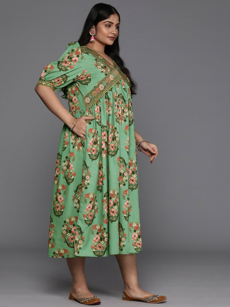 Ahalyaa Women's Traditional wear Ethnic Dress - Green - Distacart