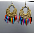Beautiful Design On Gold Color Chandbali Brass Drops Earrings