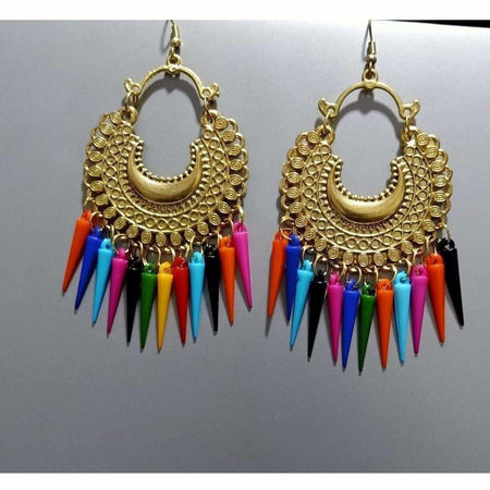 MS Fashion India Beautiful Design On Gold Color Chandbali Brass Drops Earrings