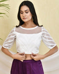 Amodini Designer Studio Heavy Work White Pearl Padded Blouse