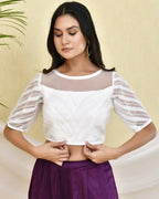 Amodini Designer Studio Heavy Work White Pearl Padded Blouse