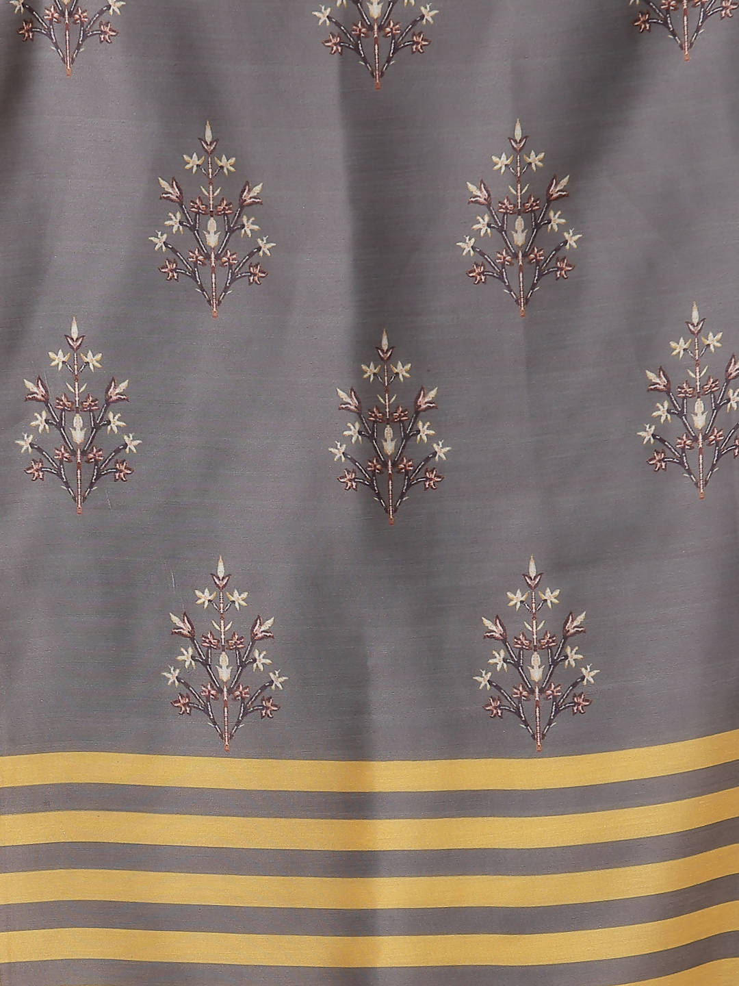 Myshka Mustard Viscose Printed 3/4 Sleeve Round Neck Kurta Pant Dupatta Set