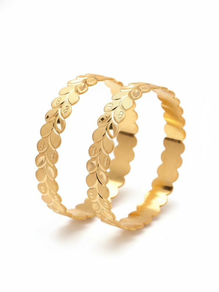 NVR Women Set of 2 Leaf Design Gold Plated Kada Bangle - Distacart