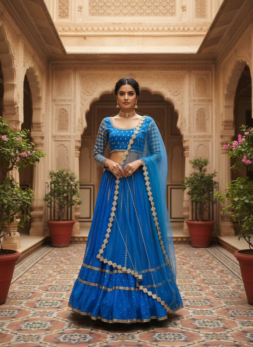 Lehenga Mart Designer Indian Wedding Lehenga Choli-Blue - Distacart