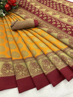 Vamika mustard Printed Art Silk Saree