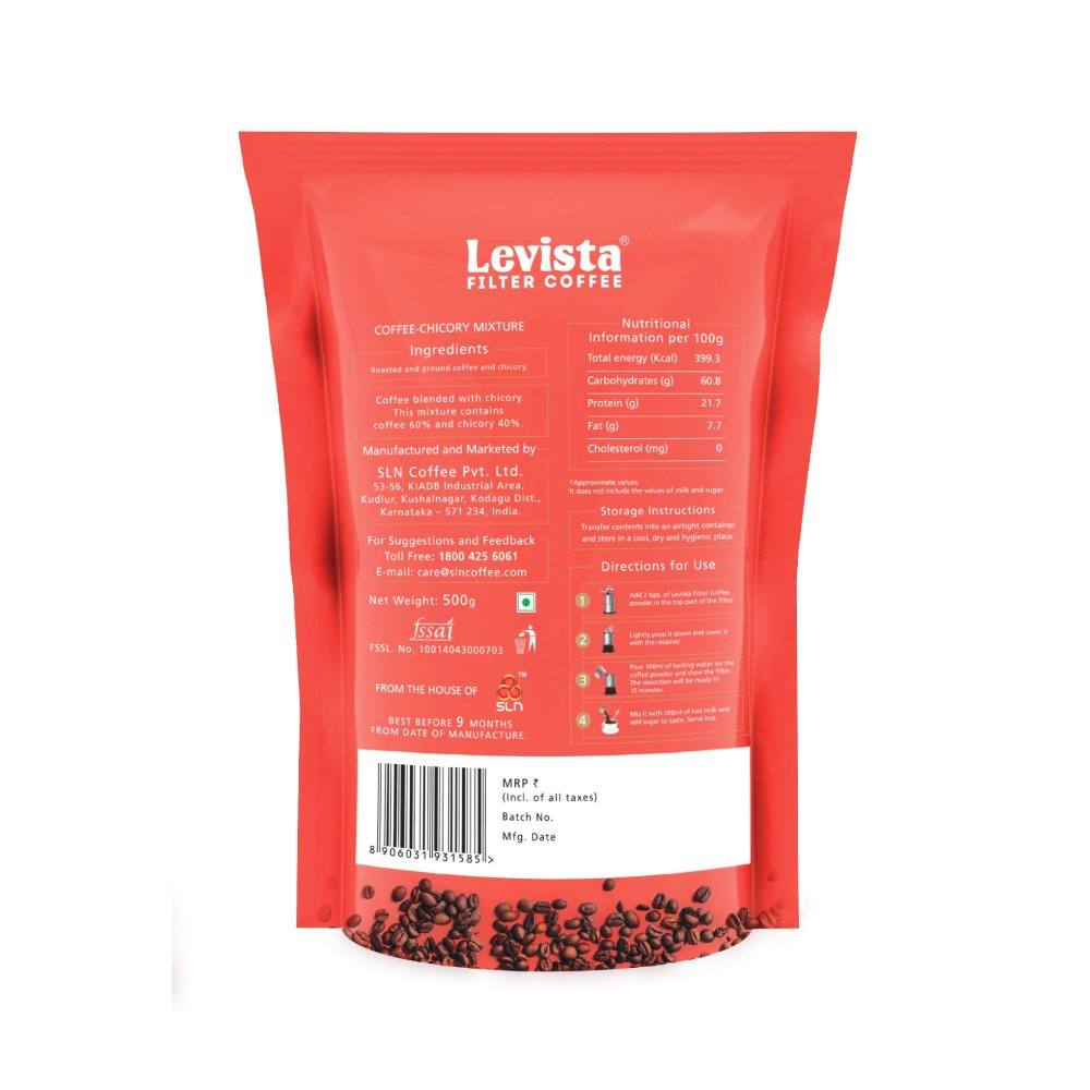Levista Filter Coffee 60:40 Pouch - Distacart