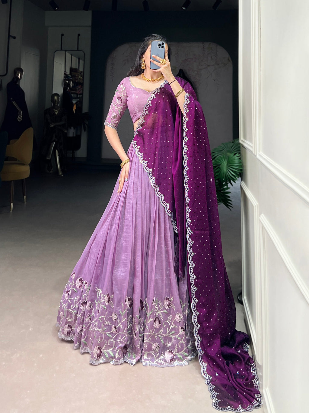 Lehenga Mart Designer Wedding Lehenga Choli For Women - Lavender