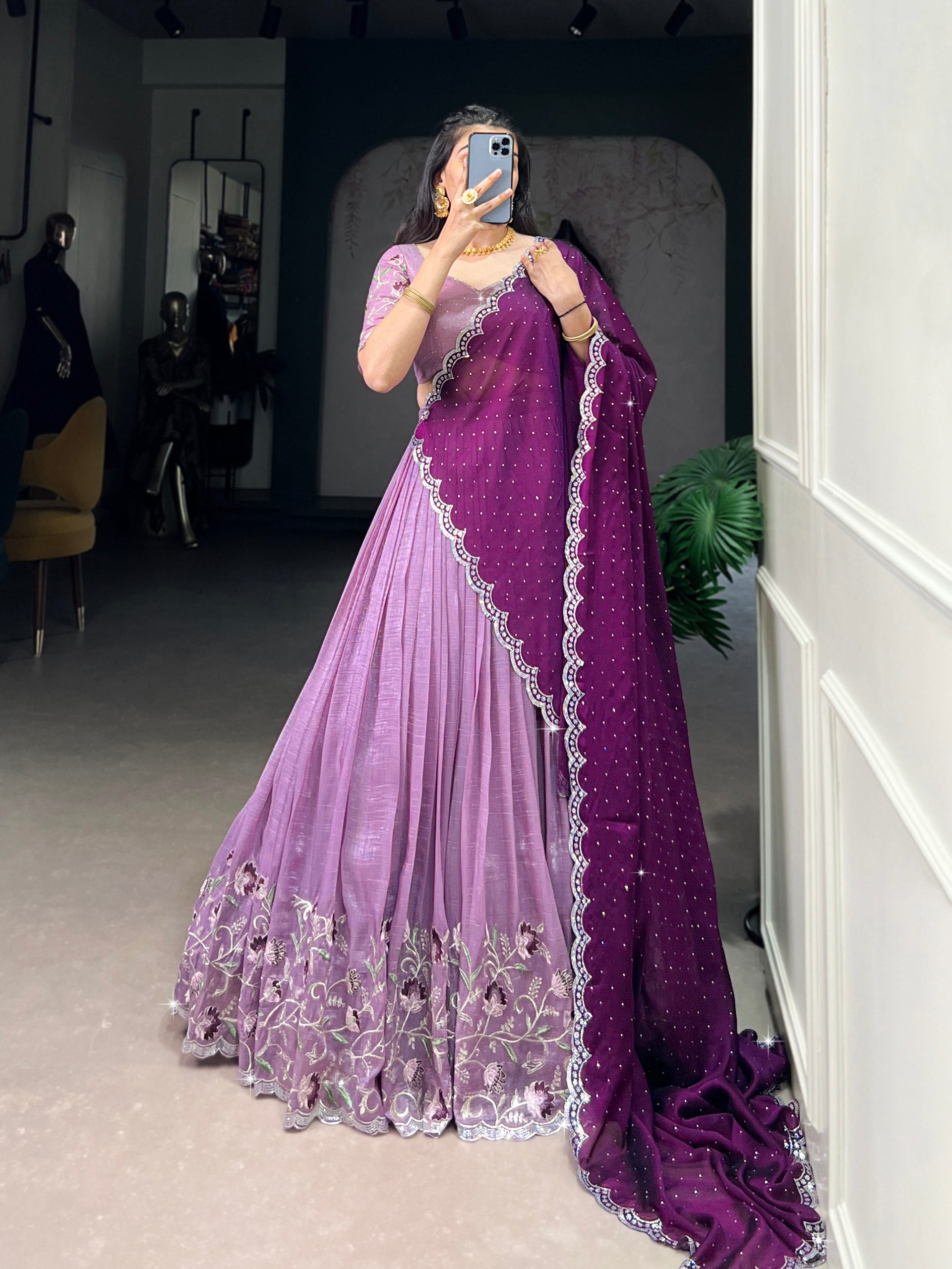 Lehenga Mart Designer Wedding Lehenga Choli For Women - Lavender
