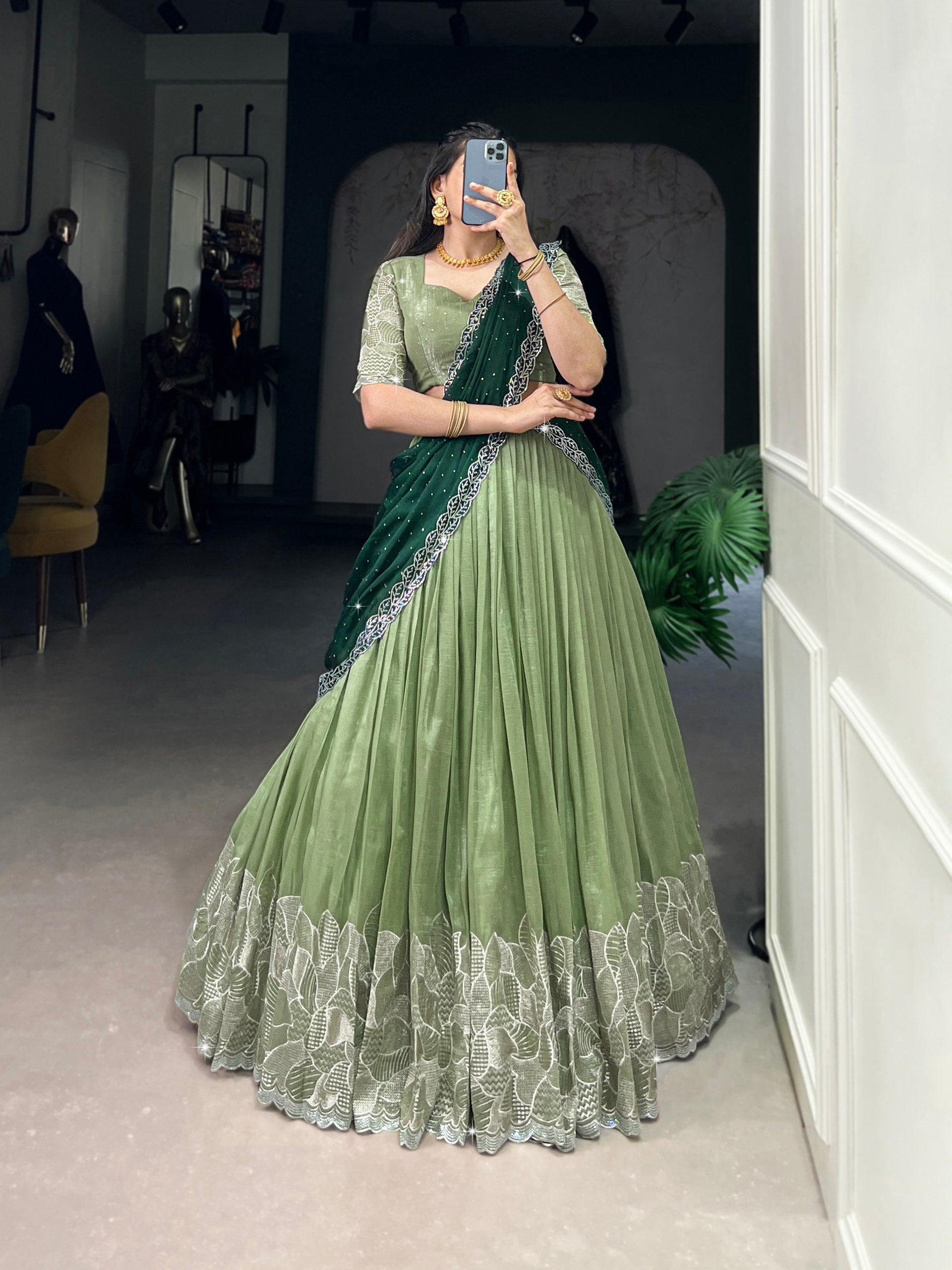 Lehenga Mart Designer Wedding Lehenga Choli For Women - Parrot Green