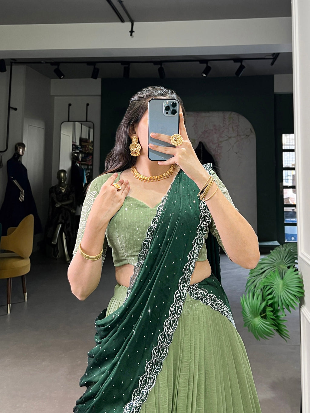 Lehenga Mart Designer Wedding Lehenga Choli For Women - Parrot Green