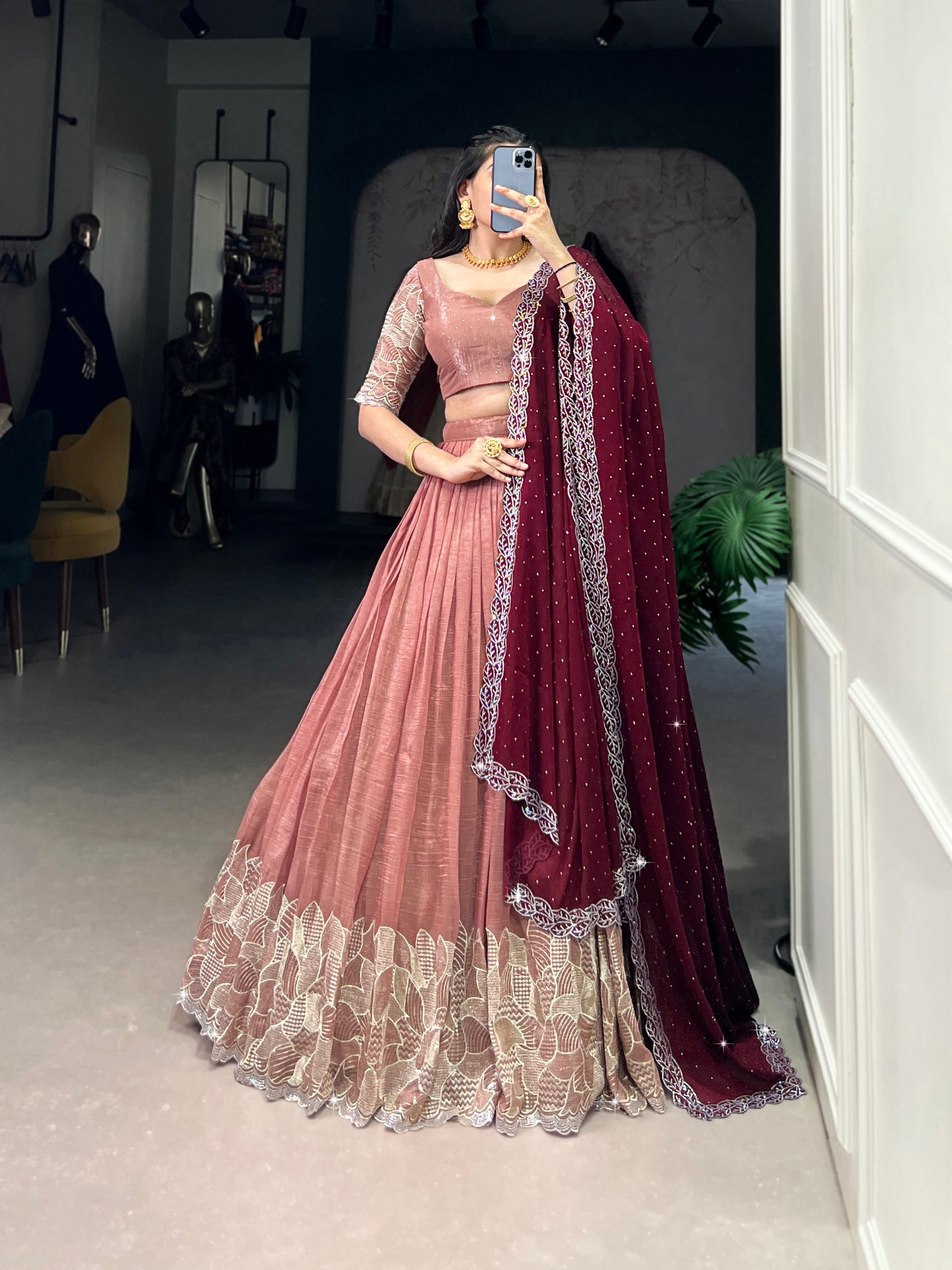 Lehenga Mart Designer Wedding Lehenga Choli For Women - Peach