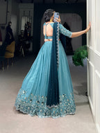 Lehenga Mart Designer Wedding Lehenga Choli For Women - Sky Blue