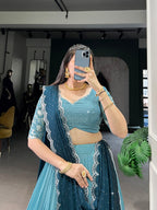 Lehenga Mart Designer Wedding Lehenga Choli For Women - Sky Blue
