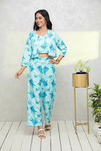 Myshka Women Blue Printed Pastels Co-Ords - Distacart
