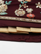 House of Panchhi Burgundy Net Sequinse Work Lehenga & Blouse, Dupatta