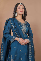 Teeya Creation Blue Color Vichitra Silk Wedding Wear Trending Salwar Suit - Distacart