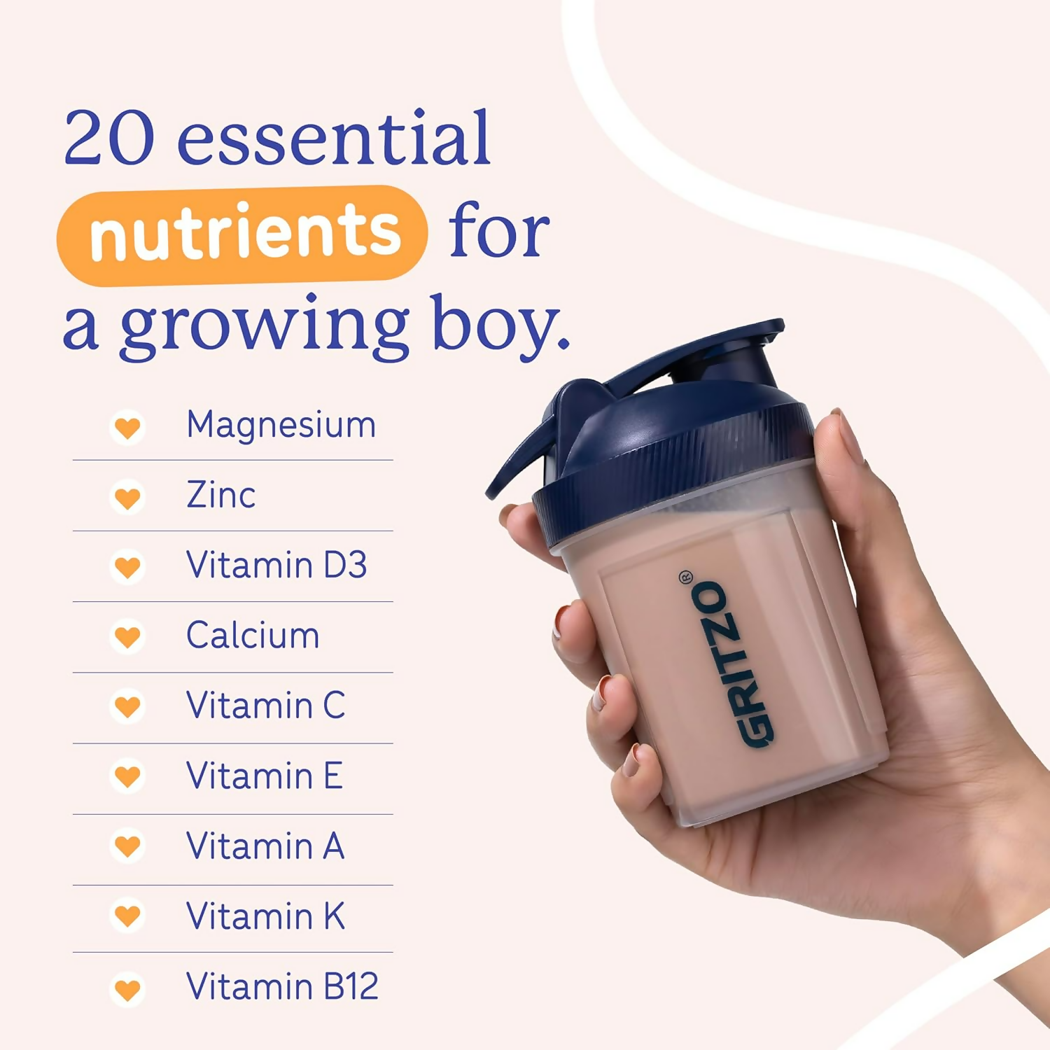 Gritzo SuperMilk Overall Growth (7-12y Boys) - Double Chocolate, with Super Gummies - Strawberry