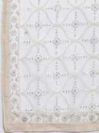 Myshka Women's Beautiful White Net Solid Casual Dupatta