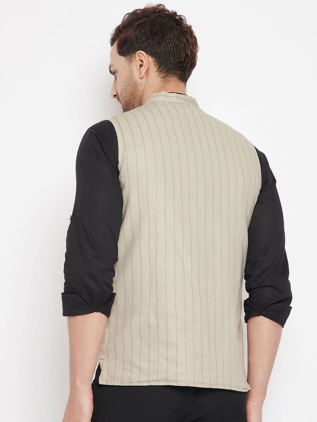 Even Apparels Beige Linen Blend Men Woven Nehru Jacket - Distacart