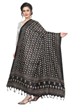 Vamika Latest Fashion Black Printed Khadi Bhagalpuri Dupatta For Girls