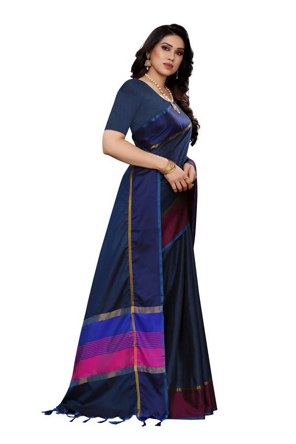 Vamika Navy Cotton Silk Weaving Saree (Binita Navy)