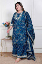 Miravan Plus Size Women'S Gota Patti Cotton Kurta Paired With Palazzo And Dupatta - Distacart