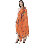 A R Silk Silk Peacock Multi Fancy Dupatta Color Orange Dupatta or Chunni