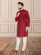 Even Apparels Men's Pure Cotton Maroon Kurta