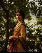 DEIANA'S Beautiful Designer Golden zari Soft Lichi Silk Saree - Yellow