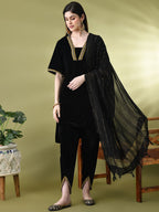 Sangria Embellished A-Line Kurta & Dhoti Pant With Dupatta