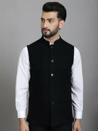Even Apparels Nehru Jacket With Welt Pockets - Black