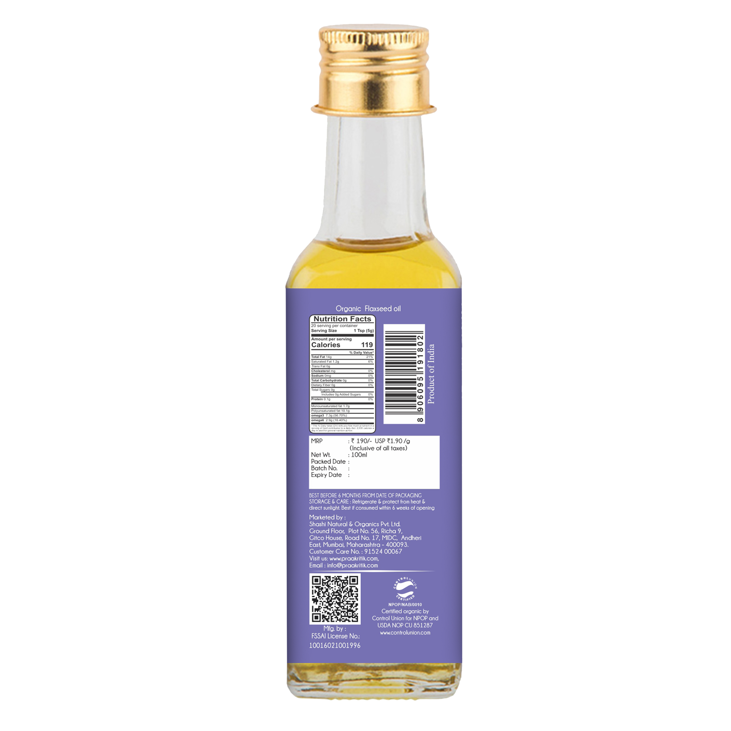 Praakritik Organic Flaxseed Oil
