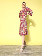 Yufta Floral Cotton Midi Dress - Distacart