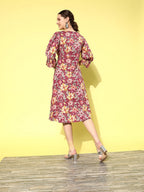 Yufta Floral Cotton Midi Dress - Distacart