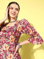 Yufta Floral Cotton Midi Dress - Distacart