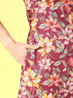 Yufta Floral Cotton Midi Dress - Distacart