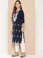 Yufta Floral Yoke Design Chikankari Kurta