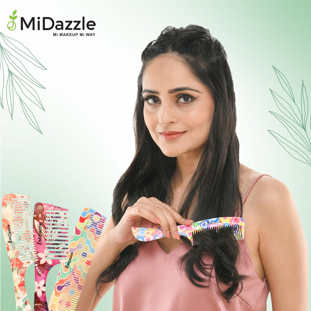 MiDazzle 360 Floral Dual Teeth Comb - Large - Distacart