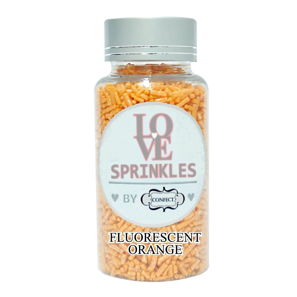 confect fluorescent orange vermicelli sprinkles 90 gms