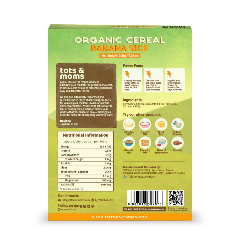 Tots and Moms Organic Cereal Banana Rice - Distacart