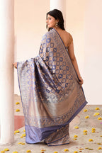 Joban Fashion Lavender Pure Katan Pure Handloom Banarasi Silk Saree
