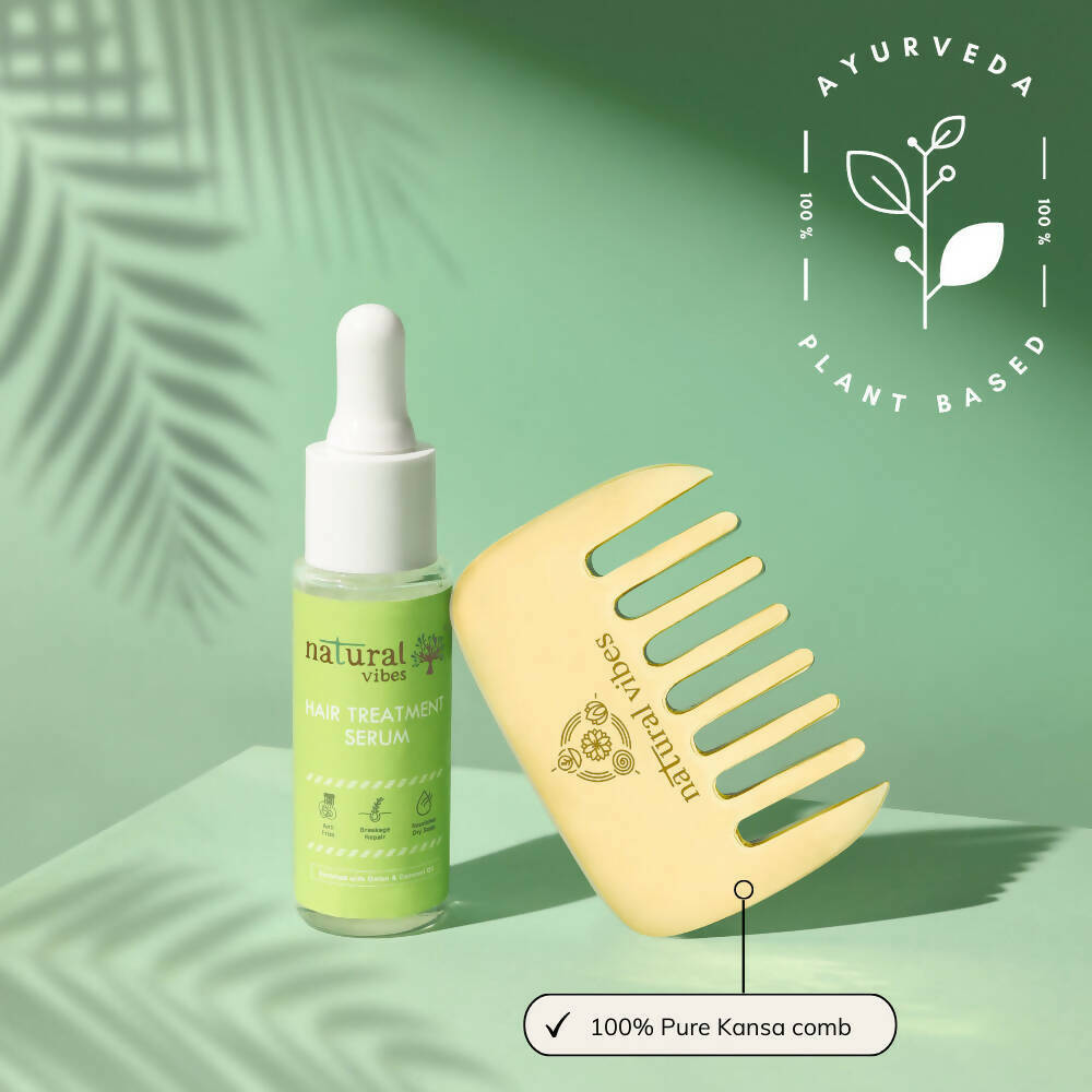 Natural Vibes Kansa Hair Comb for Hair Fall, Growth, Circulation & Stress Relief