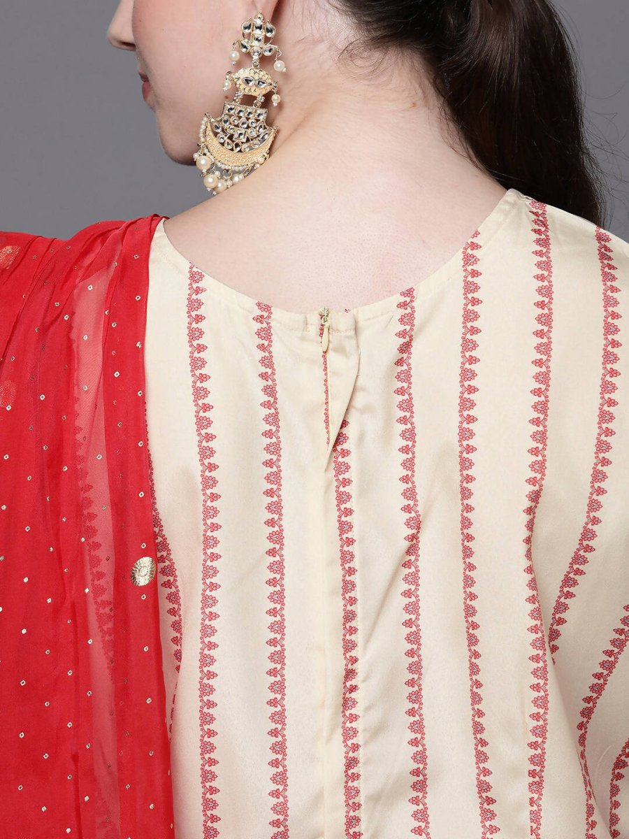 Ahalyaa Off White & Red Printed Basic Jumpsuit - Distacart