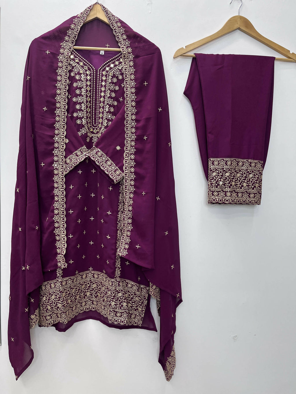 Teeya Creation Wine Color Faux Georgette Embroidery Work Party Wear Salwar Suit - Distacart