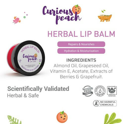 Curious Peach Ultra Protection Herbal Lip Balm - Raspberry & Blueberry - Distacart