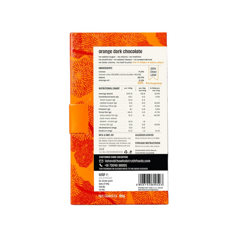 The Whole Truth Dark Chocolate - Orange - Distacart