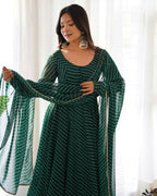 Joban Fashion Green Kurta Set Georgette Sequence Embroidery Work - Distacart